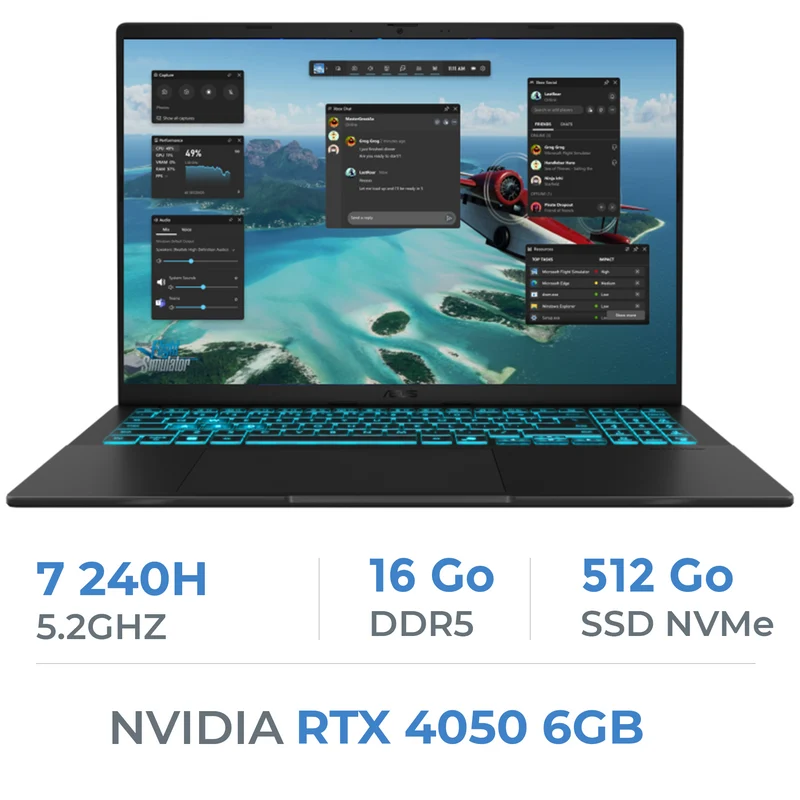 ASUS Vivobook V16 V3607VU Intel Core 7 240H/16Go DDR5/512GB SSD/RTX 4050 6G/16" 144Hz